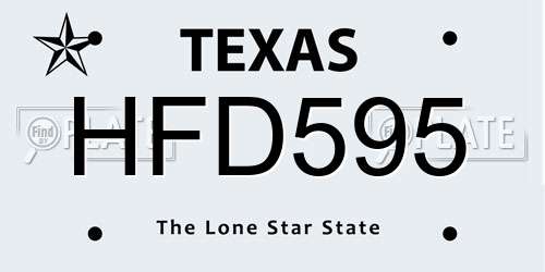 HFD595 Texas License Plate