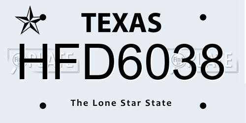 HFD6038 Texas License Plate