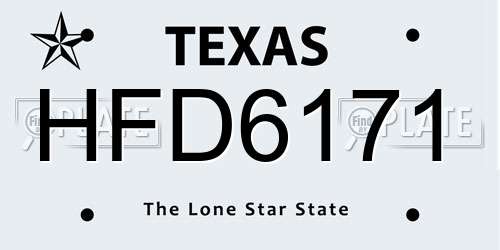 HFD6171 Texas License Plate
