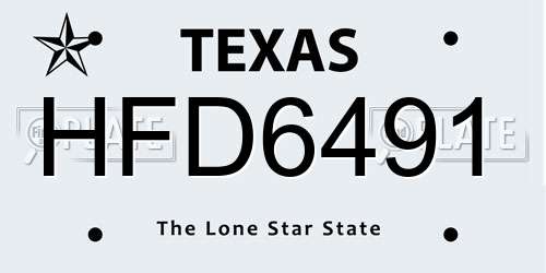HFD6491 Texas License Plate