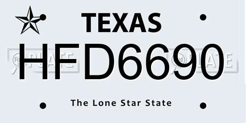 HFD6690 Texas License Plate