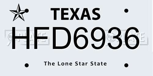 HFD6936 Texas License Plate