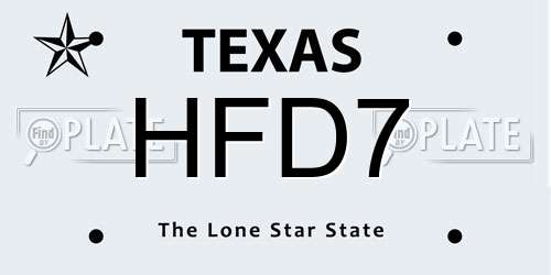 HFD7 Texas License Plate