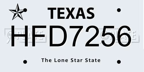 HFD7256 Texas License Plate