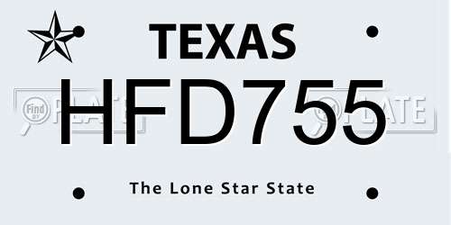 HFD755 Texas License Plate