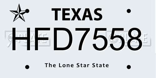 HFD7558 Texas License Plate