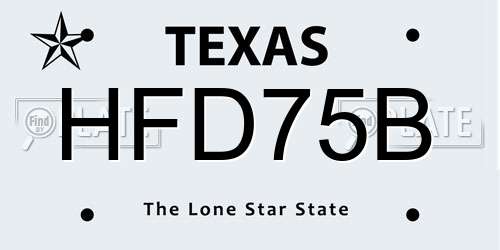 HFD75B Texas License Plate