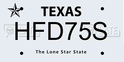 HFD75S Texas License Plate