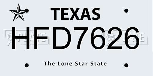 HFD7626 Texas License Plate