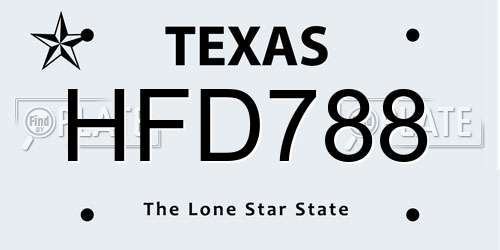 HFD788 Texas License Plate