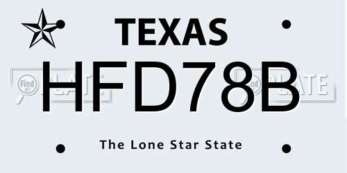 HFD78B Texas License Plate