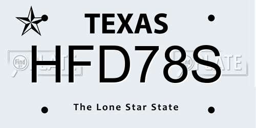 HFD78S Texas License Plate