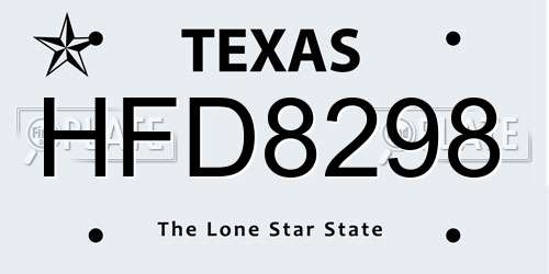HFD8298 Texas License Plate