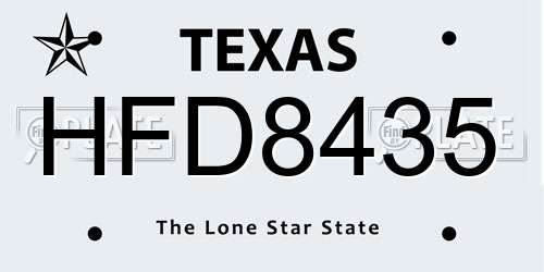 HFD8435 Texas License Plate