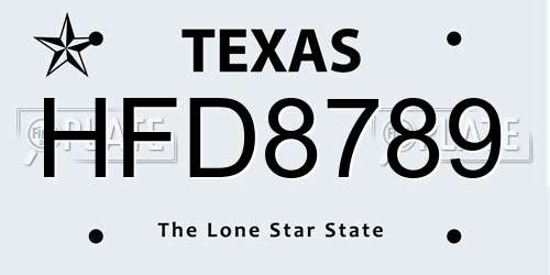 HFD8789 Texas License Plate