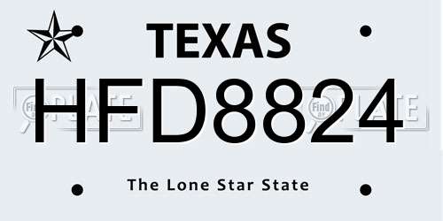 HFD8824 Texas License Plate