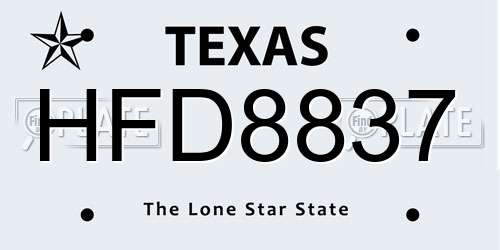 HFD8837 Texas License Plate
