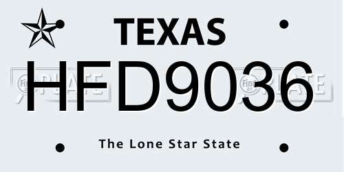 HFD9036 Texas License Plate