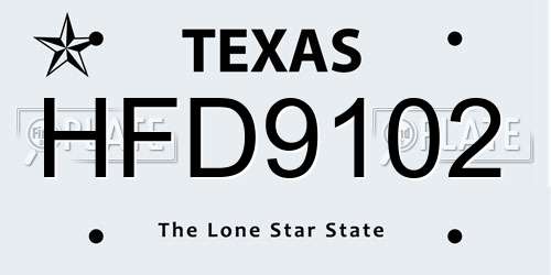 HFD9102 Texas License Plate