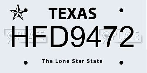 HFD9472 Texas License Plate