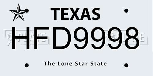 HFD9998 Texas License Plate