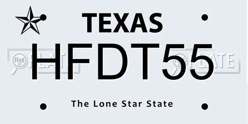 HFDT55 Texas License Plate