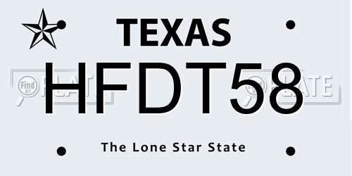 HFDT58 Texas License Plate