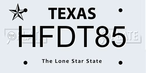 HFDT85 Texas License Plate