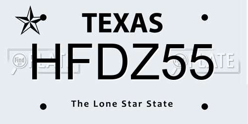 HFDZ55 Texas License Plate