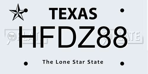 HFDZ88 Texas License Plate