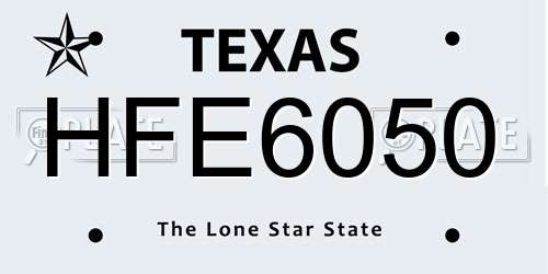 HFE6050 Texas License Plate