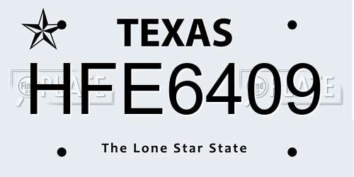 HFE6409 Texas License Plate