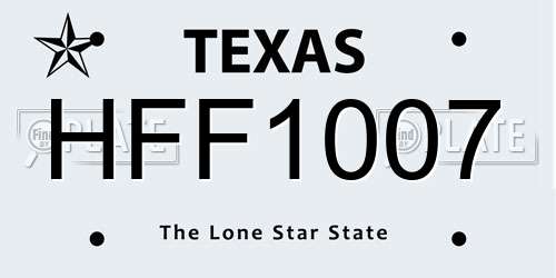 HFF1007 Texas License Plate