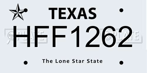 HFF1262 Texas License Plate