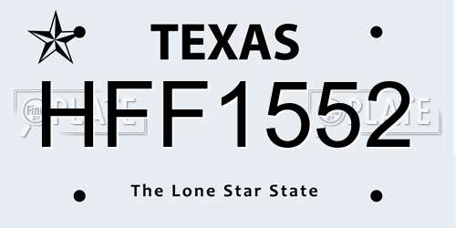 HFF1552 Texas License Plate