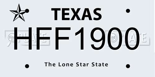HFF1900 Texas License Plate