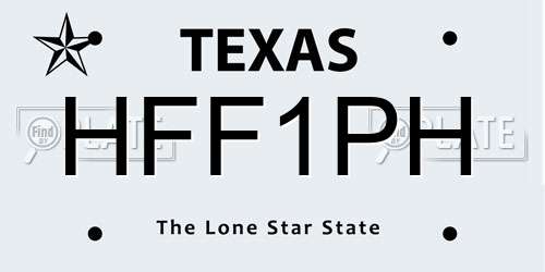 HFF1PH Texas License Plate