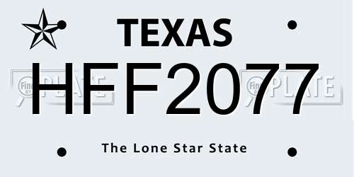 HFF2077 Texas License Plate
