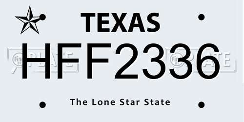 HFF2336 Texas License Plate