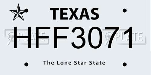 HFF3071 Texas License Plate