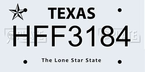 HFF3184 Texas License Plate