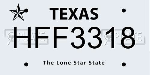 HFF3318 Texas License Plate