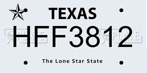 HFF3812 Texas License Plate