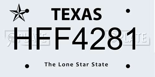 HFF4281 Texas License Plate