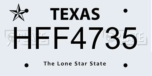 HFF4735 Texas License Plate