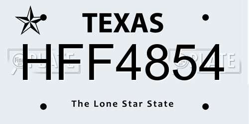 HFF4854 Texas License Plate