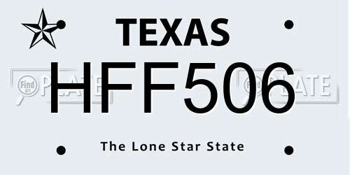 HFF506 Texas License Plate