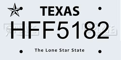 HFF5182 Texas License Plate