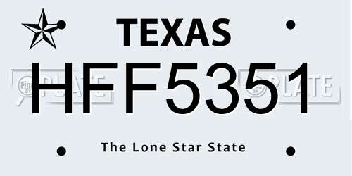 HFF5351 Texas License Plate
