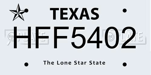 HFF5402 Texas License Plate